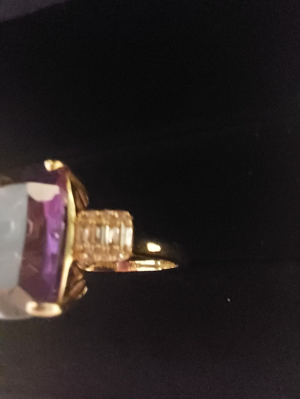 Effy 14kt Amethyst Ring With Genuine Diamonds Yellow Gold - Picture 5 of 16
